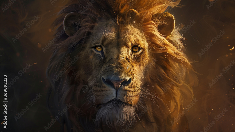 Fototapeta premium The proud Golden Lion, portrait illustration