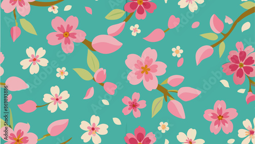 seamless pattern with pink flowers