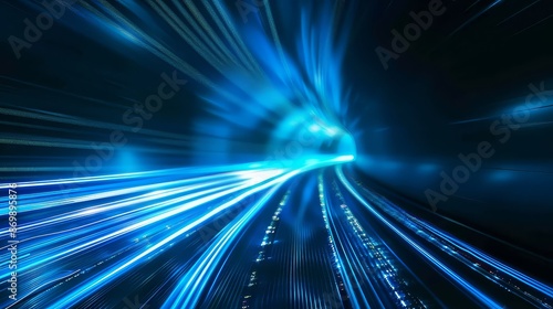 High speed motion curve lines with light neon effect.