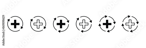 Set of Health Recovered icon collection with circle arrow. Back to health, circle arrow. Vector Illustration.