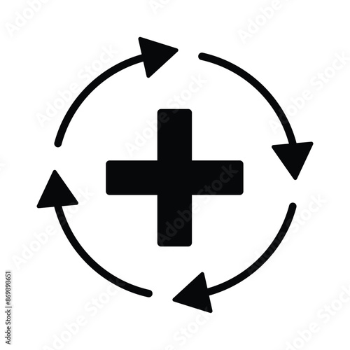 Set of Health Recovered icon collection with circle arrow. Back to health, circle arrow. Vector Illustration.