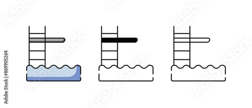 Diving Board Pool icons vector set stock illustration