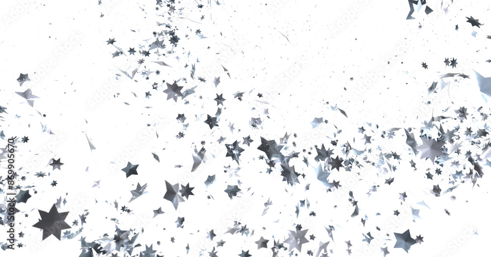 Fototapeta premium Stellar Christmas Drift: Radiant 3D Illustration Showcasing Descending Holiday Stars in Motion