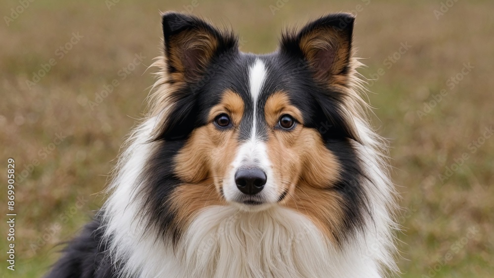 Graceful Shetland Sheepdog A Portrait in Monochrome Graceful Shetland Sheepdog A Portrait in Monochrome