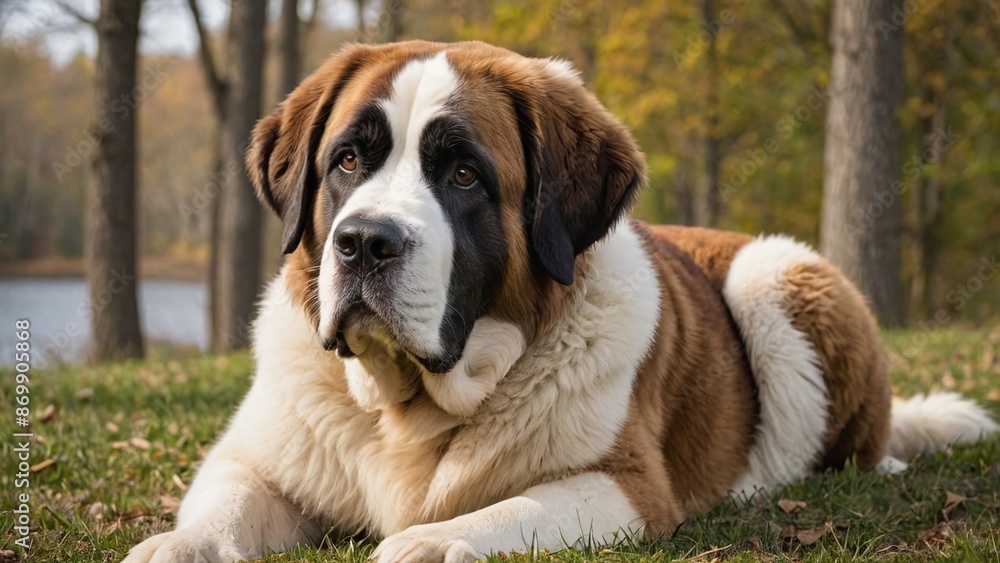 Gentle Giant Saint Bernard Dog in Black and White Gentle Giant Saint Bernard Dog in Black and White