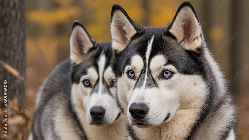 Majestic Siberian Husky Black and White Portrait Majestic Siberian Husky Black and White Portrait