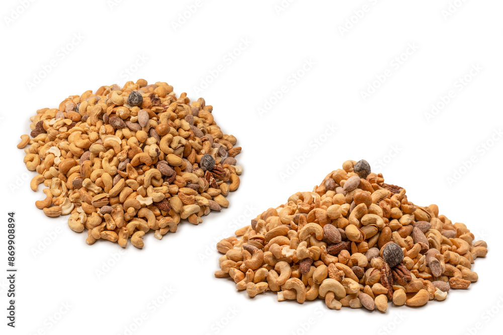 A group of almonds, pistachios, walnuts, macadamia, cashews. A group of almonds, pistachios, walnuts, macadamia, cashews.