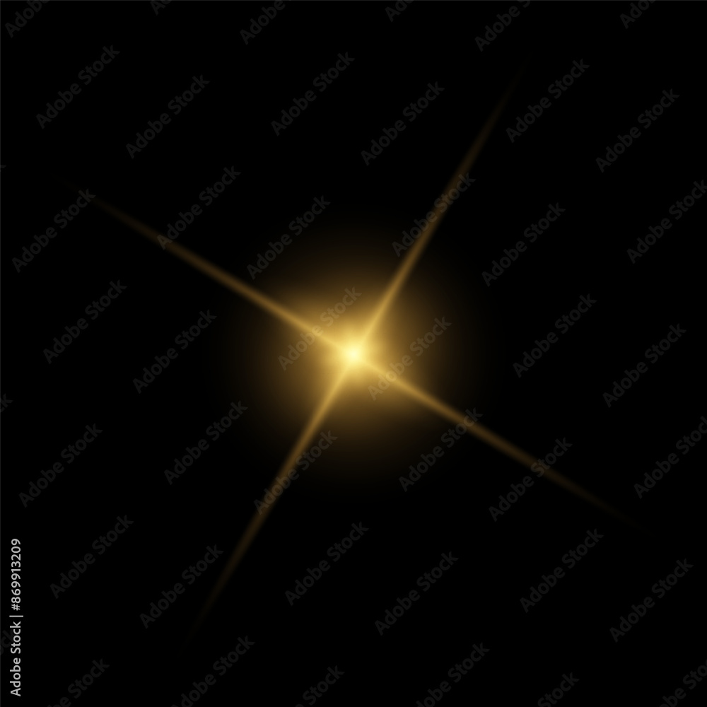 Golden sparkle lights, flashing lights, light effects, sunlight lens flare, glowing ray beams, sparkling starsicon on black background. Golden sparkle lights, flashing lights, light effects, sunlight lens flare, glowing ray beams, sparkling starsicon on black background.