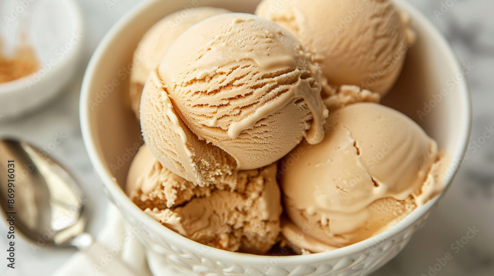 Dulce de leche ice cream close-up Dulce de leche ice cream close-up
