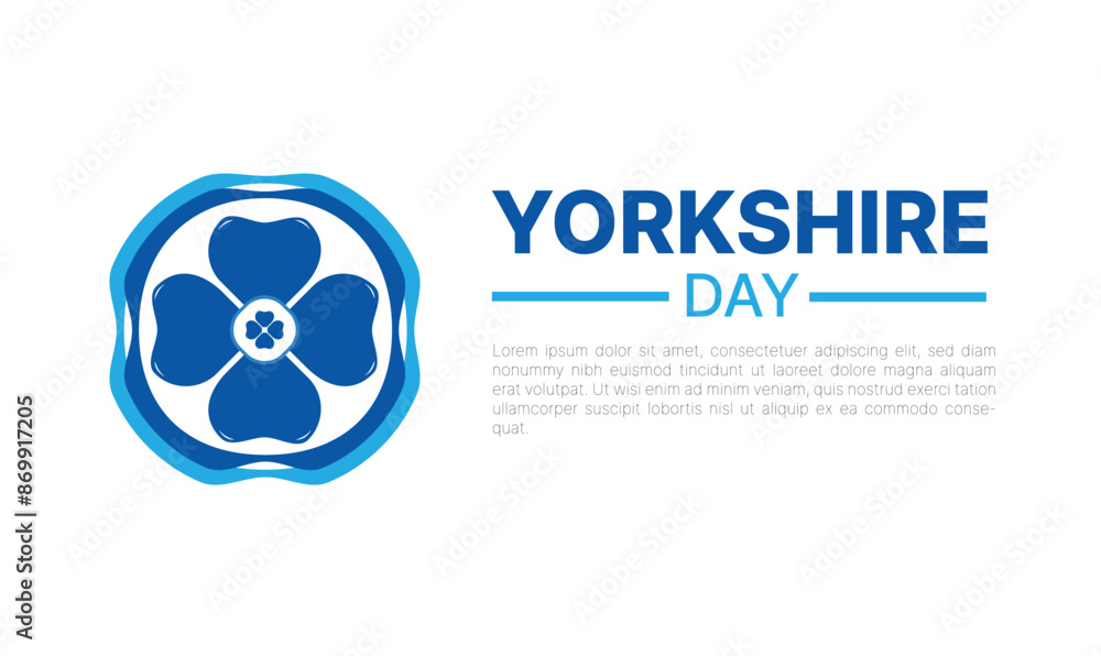 Happy Yorkshire Day, social media post, banner concept, suitable for sale, Great Britain, with White Rose of York Happy Yorkshire Day, social media post, banner concept, suitable for sale, Great Britain, with White Rose of York