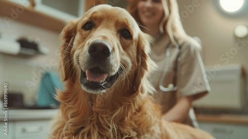 In a vet's examination room, a dog with a doctor © Agi