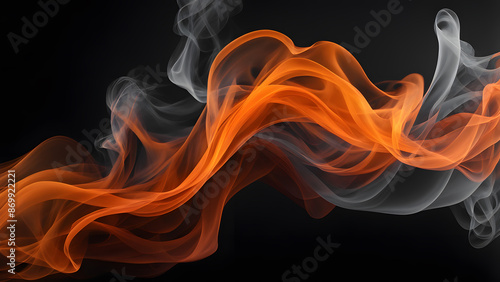 A long orange and white flame with a black background