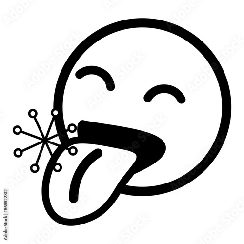 Catching snowflake on tongue