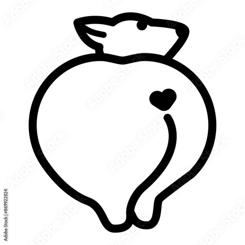 Dog butt with heart tail