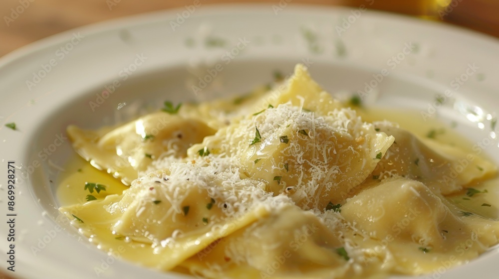 Delicious Ravioli With Parmesan Cheese and Parsley Delicious Ravioli With Parmesan Cheese and Parsley