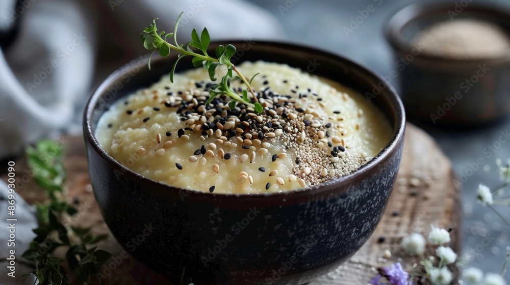 Creamy Rice Porridge With Sesame Seeds and Thyme Creamy Rice Porridge With Sesame Seeds and Thyme