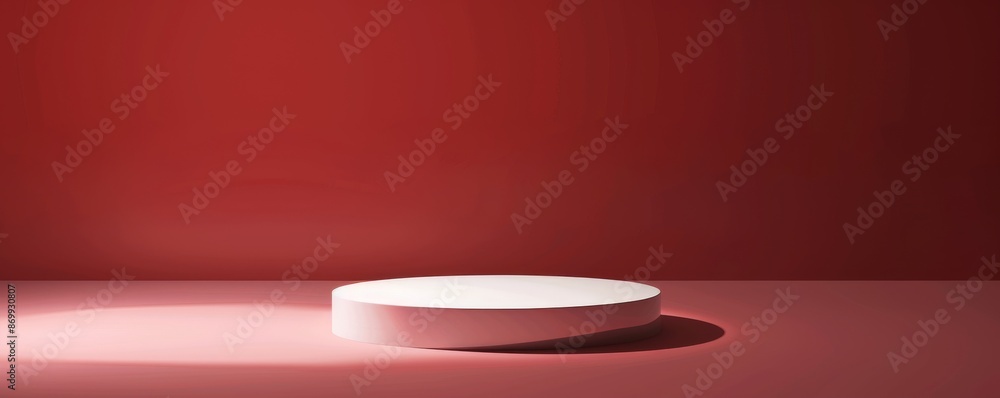 Minimalistic podium for product display against a red background Minimalistic podium for product display against a red background