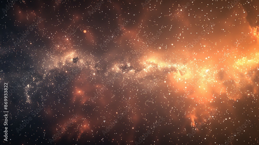 Naklejka premium Cosmic Nebula in Orange Hues