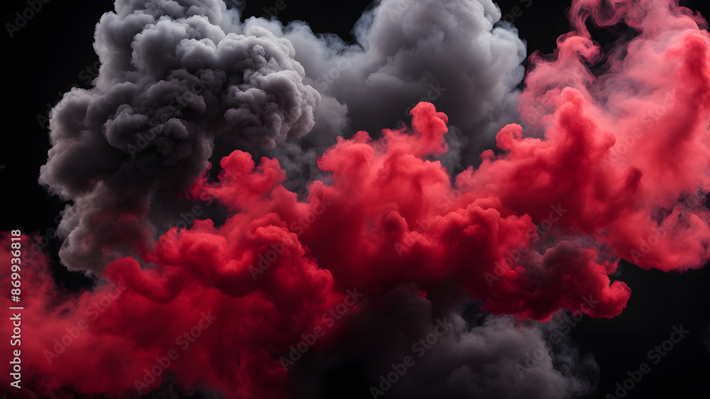 Fototapeta premium A red and black cloud with a white cloud in the middle