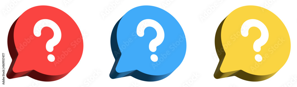 3d question mark icon button in speech bubble. faq sign, customer support and support sign or ask and help signs with red question icon symbol - ask bubbles 3d icons - frequently asked questions signs 3d question mark icon button in speech bubble. faq sign, customer support and support sign or ask and help signs with red question icon symbol - ask bubbles 3d icons - frequently asked questions signs