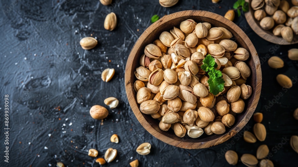 Bowl of Pistachio Nuts on Dark Background Bowl of Pistachio Nuts on Dark Background