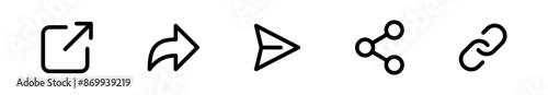 Share icon set. Arrow symbol, Reply send forward icons button. Send message icon. External Link Icon. Upload icon. Connection symbol - network sharing icon	