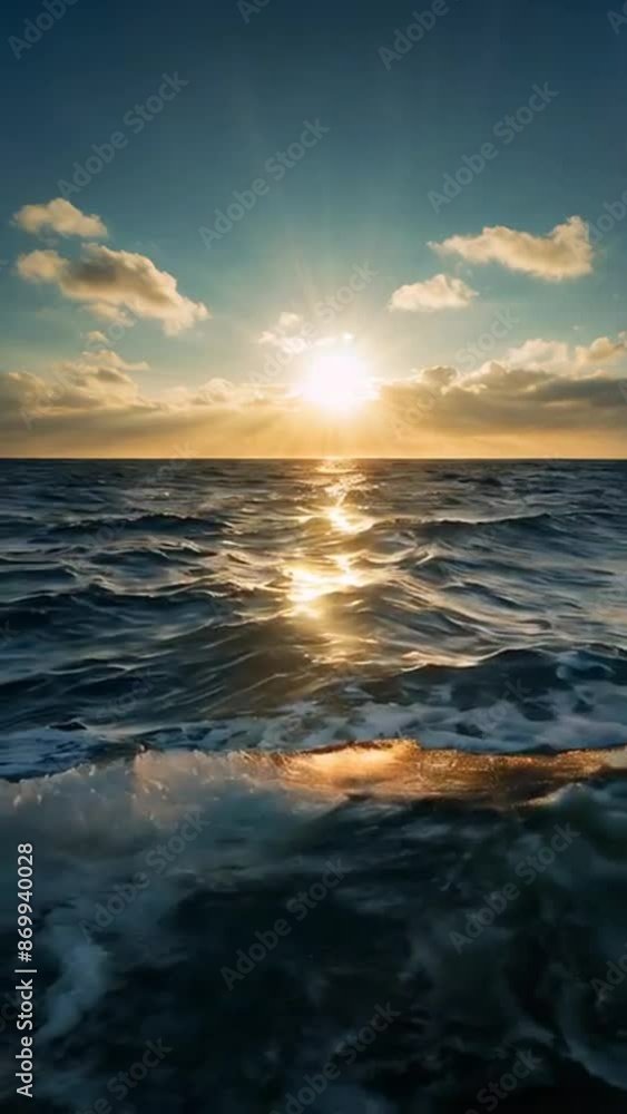 Ocean waves in motion during sunset, beautiful sea view, vertical Ocean waves in motion during sunset, beautiful sea view, vertical