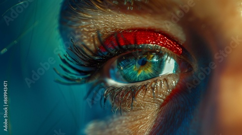 Detailed Close-up of a Beautiful Eye with Vibrant Makeup