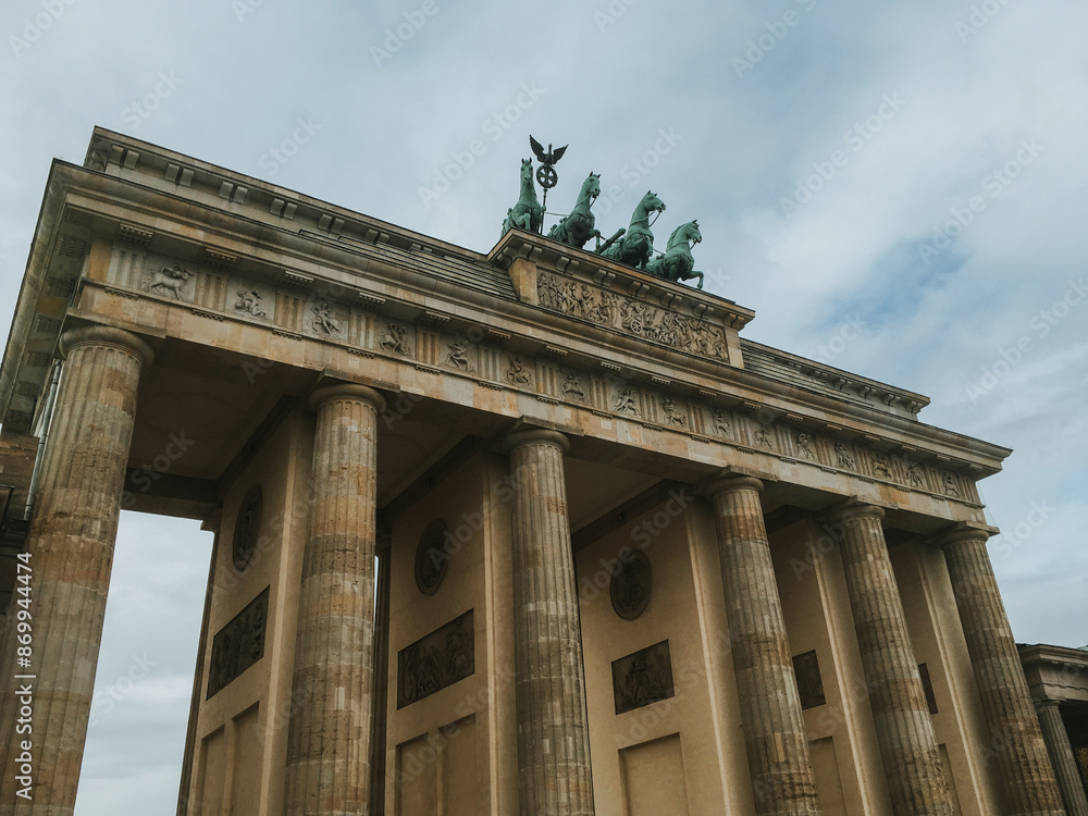 Obraz premium Brandenburg Gates in Berlin during football championship Euro 2024