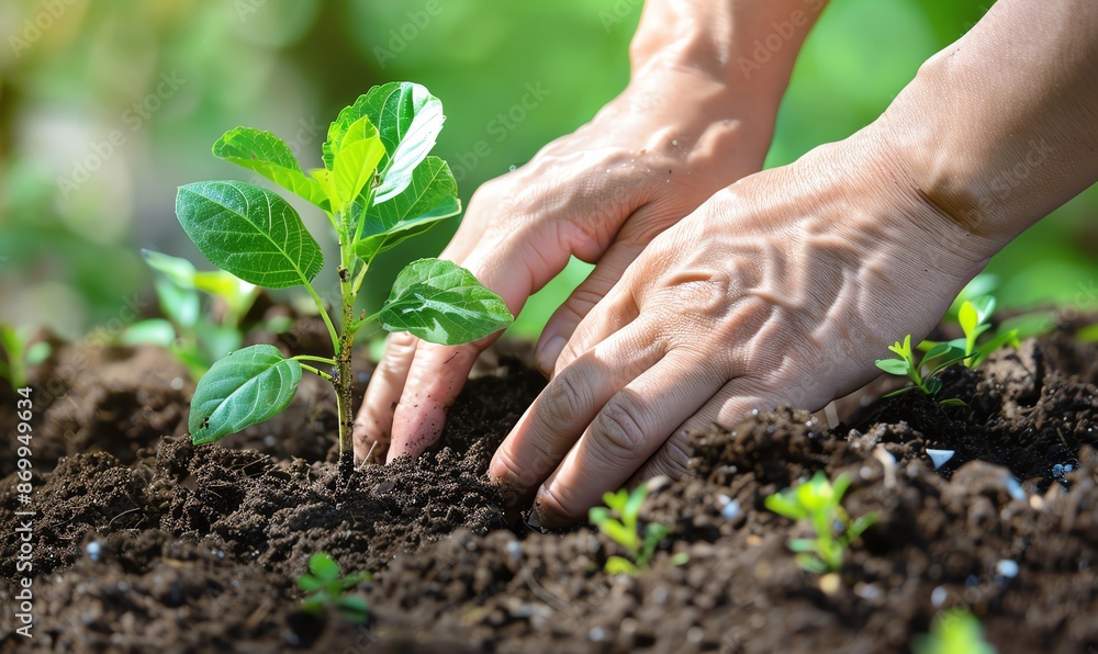 Planting a Sapling: Hands Carefully Nurturing New Life Planting a Sapling: Hands Carefully Nurturing New Life