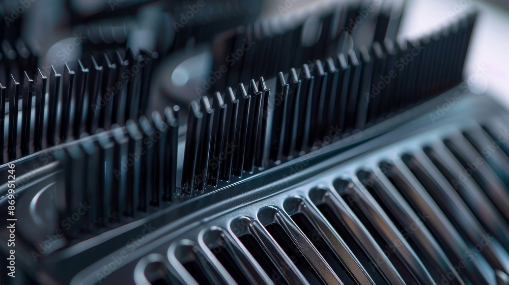 A closeup of the various comb attachments that can be used with an electric hair clipper providing versatility in styling options. A closeup of the various comb attachments that can be used with an electric hair clipper providing versatility in styling options.