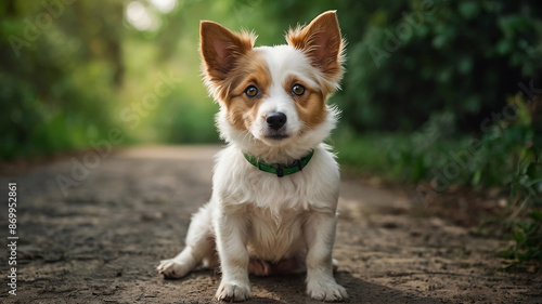 Cute dog with green eyes portrait. cute dog staring with green eyes.3