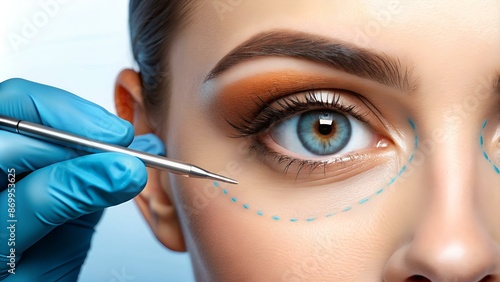 blepharoplasty procedure, plastic surgery of the upper eyelid photo