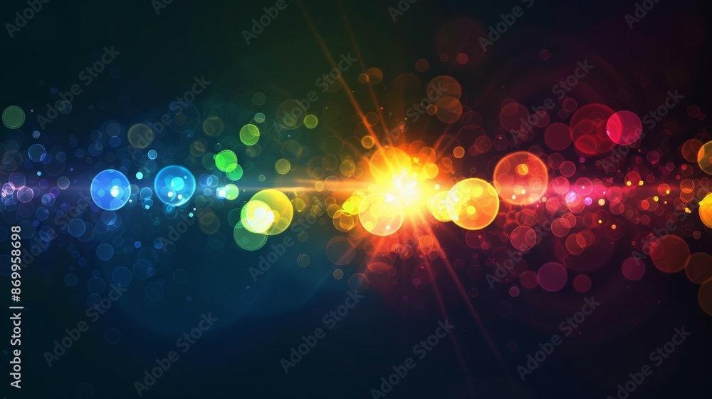 Obraz premium Bright colorful background with bokeh from lens flare