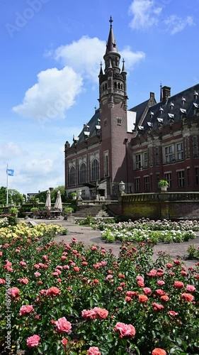 Majestic garden of the Peace Palace, one of the places widely known as the international justice City and one the most visited in The Hague City, Netherlands