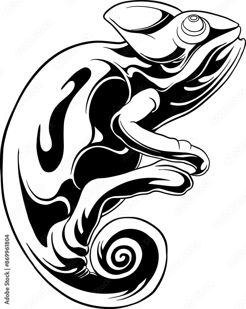 Line Art Chameleon Vector Illustration Line Art Chameleon Vector Illustration