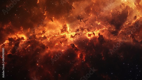 Cosmic Firestorm: A Nebula in Vivid Hues © Koplexs-Stock