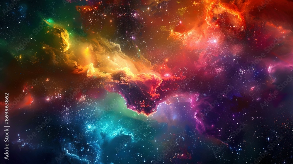 Cosmic Nebula in Vivid Hues Cosmic Nebula in Vivid Hues