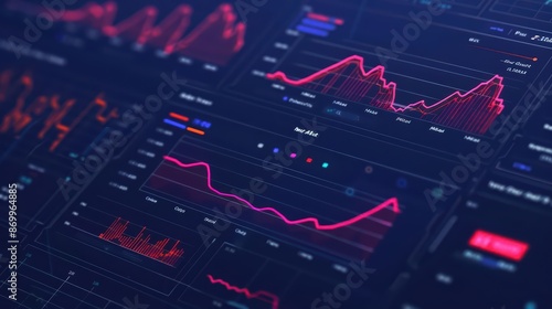 A hightech financial dashboard featuring voiceactivated controls and predictive analytics to create intuitive and actionable charts, with copy space high tech