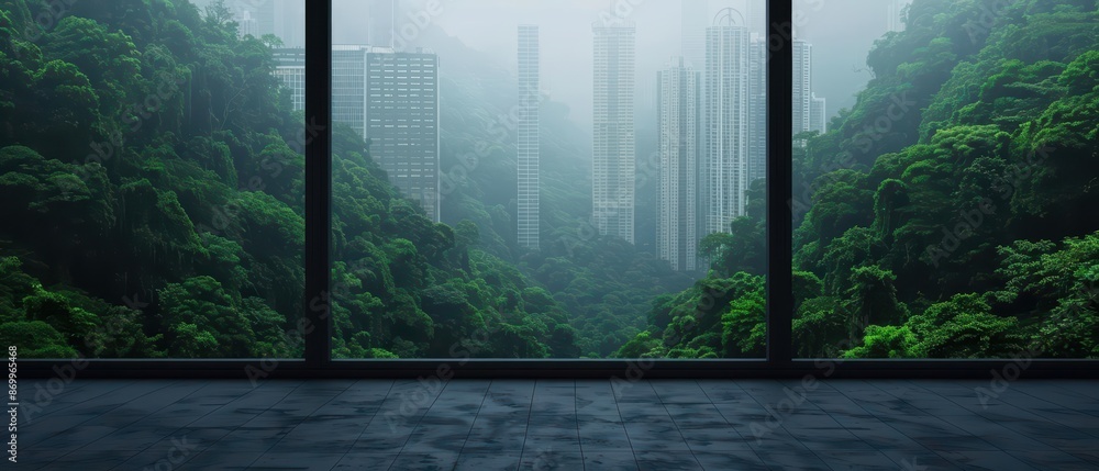 AIdriven holographic windows in the forest project stunning city views that shift and change with the time of day AIdriven holographic windows in the forest project stunning city views that shift and change with the time of day