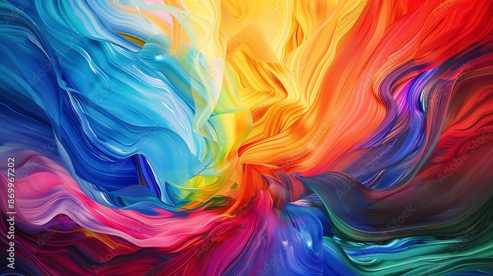 Vivid spectrum of colors intertwining and twirling in synchronized rhythm, painting the canvas with its melodic vibrancy.