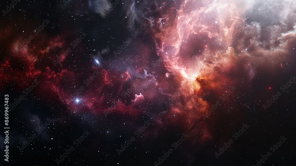 Fototapeta premium Cosmic Nebula with Red and Orange Hues