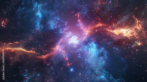 Cosmic Nebula with Bright Colors and Stars