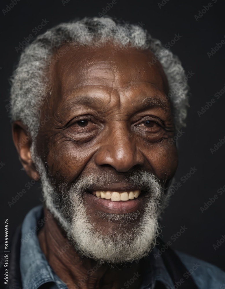 portrait of a black man, old man laughing portrait of a black man, old man laughing