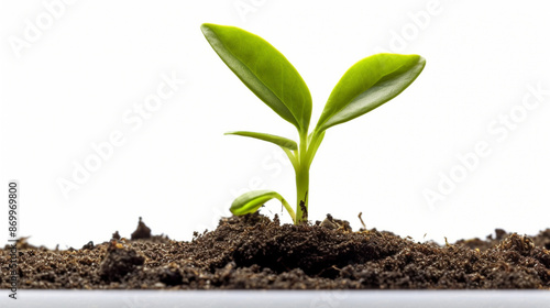 young plant sprout growing from isolated background