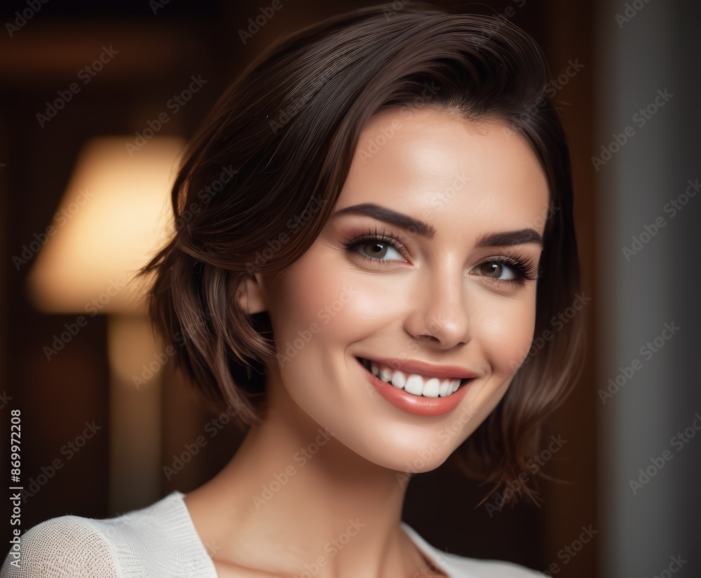 Naklejka premium closeup portrait of a smiling woman