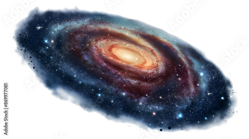 Fototapeta Naklejka Na Ścianę i Meble -  Black blue dark galaxy isolated on transparent background. Space universe cosmos astronomy science illustration, abstract object