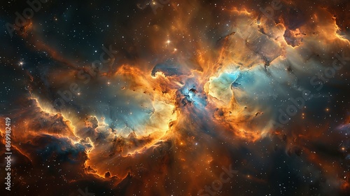 Cosmic Nebula: A Celestial Dance of Color and Light © Koplexs-Stock