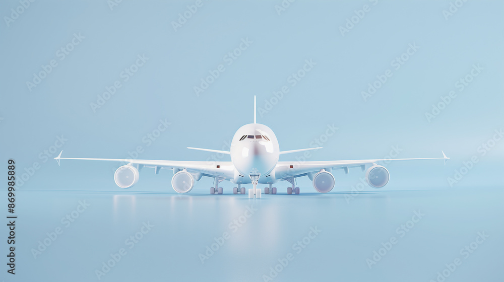 3D Render of Airplane on Blue Background Simple Design 3D Render of Airplane on Blue Background Simple Design