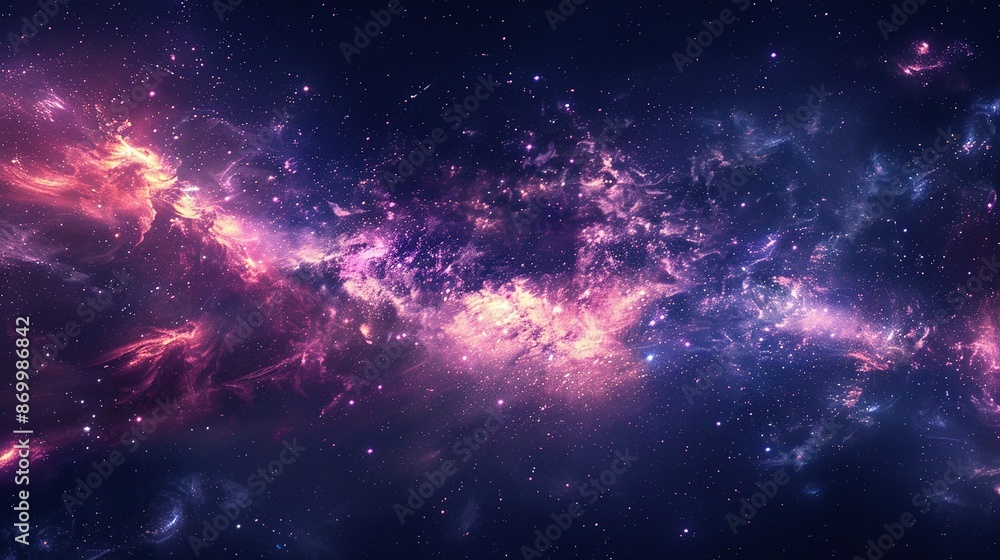 Naklejka premium Cosmic Clouds and Glimmering Stars